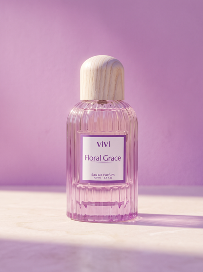 Floral Grace perfume hero shot with peony blooms — inspired by Gucci Flora
