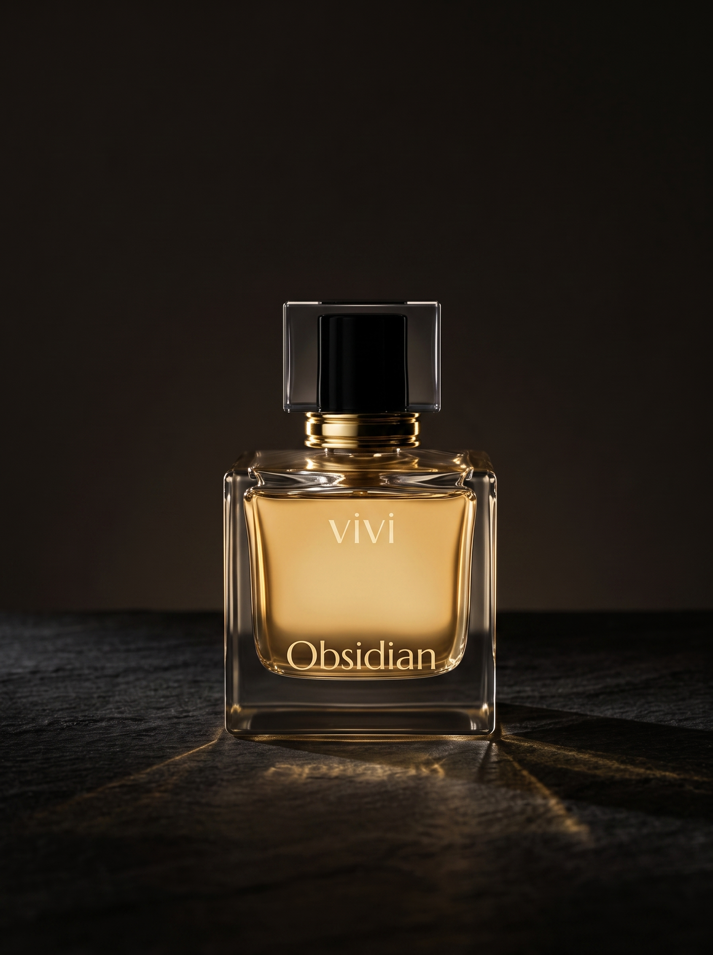Obsidian perfume hero shot with roasted coffee beans — inspired by YSL Black Opium