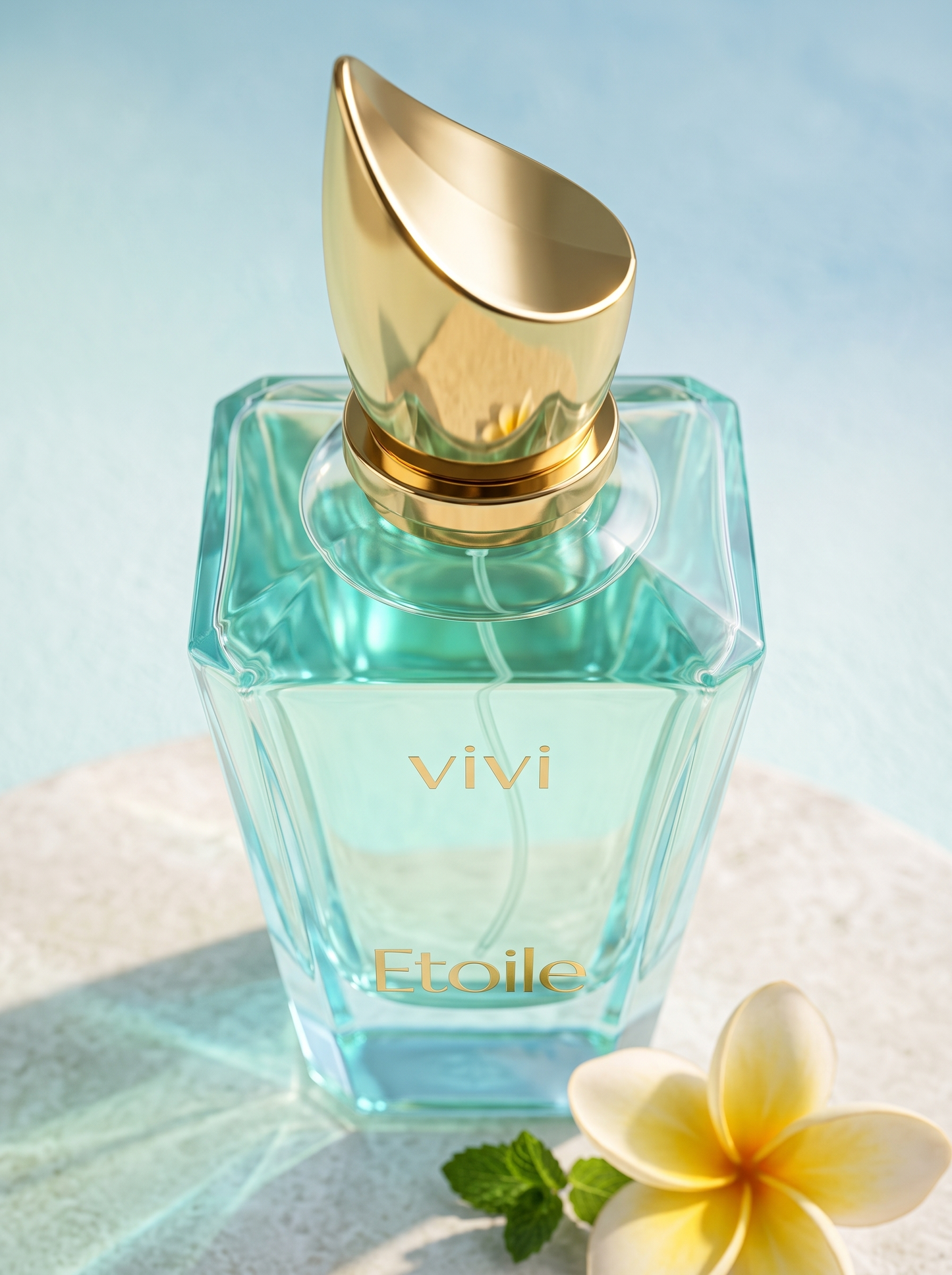 Étoile bottle detail — angled gold cap close-up