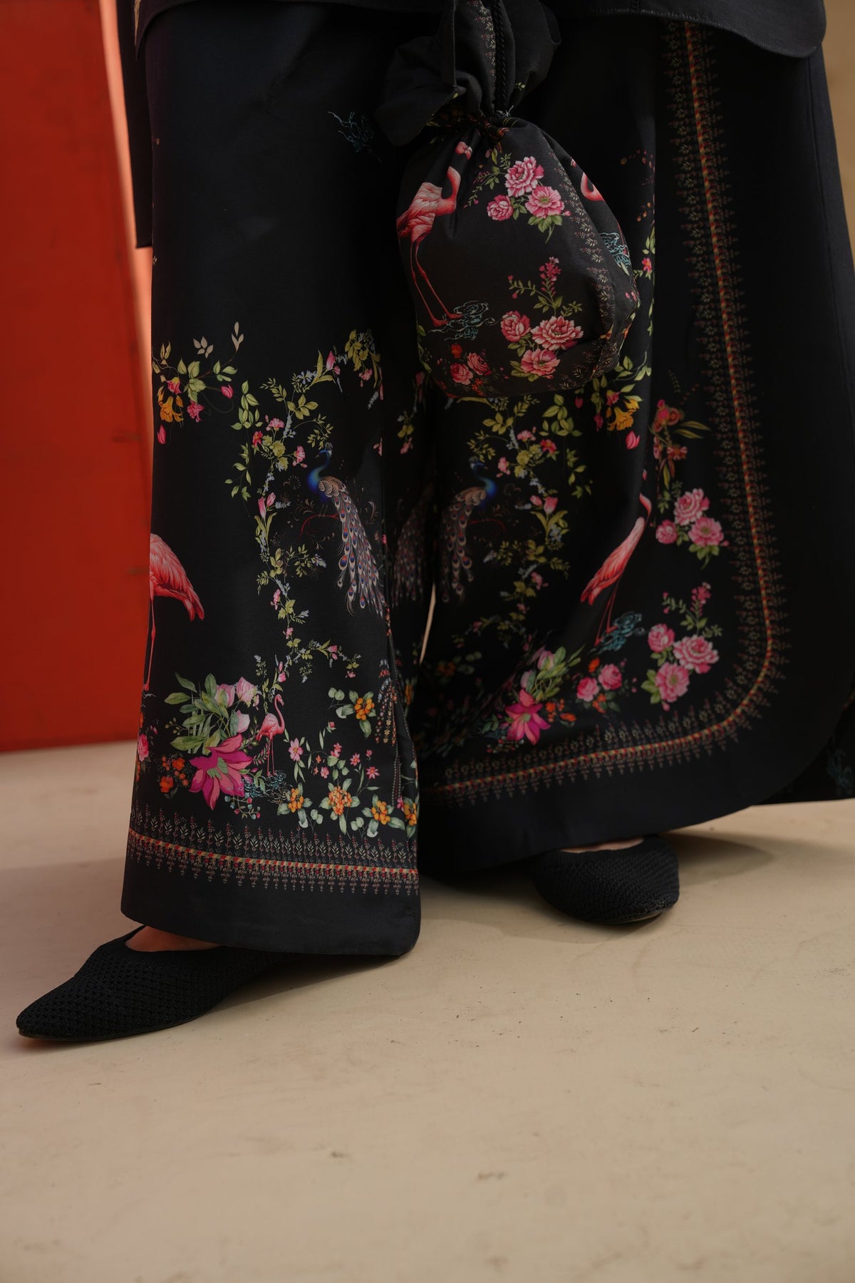 Midnight Wing Embroidered Dull Raw Silk Co-ord Set – view 5