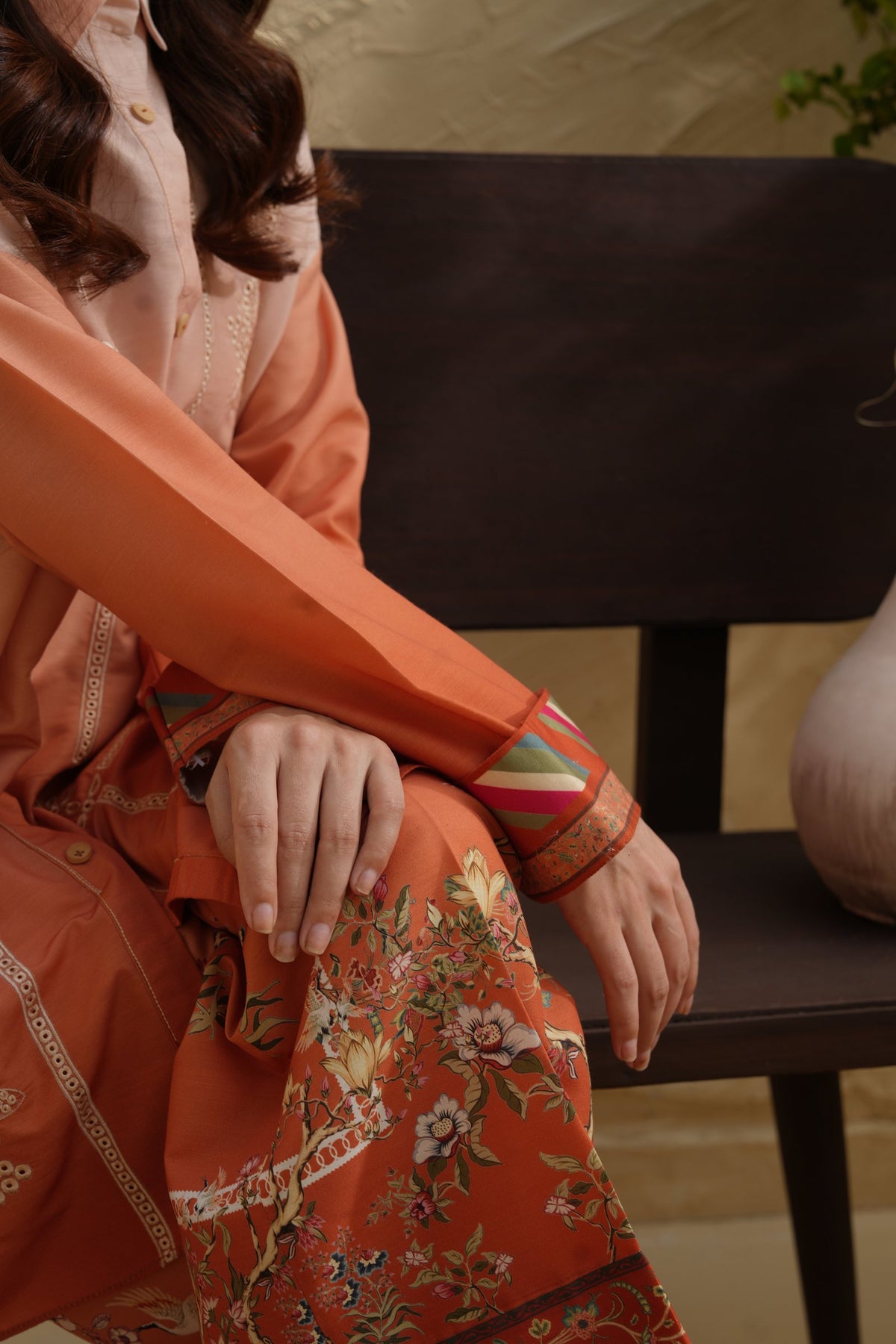 Sunset Soar Embroidered Dull Raw Silk Co-ord Set – view 6