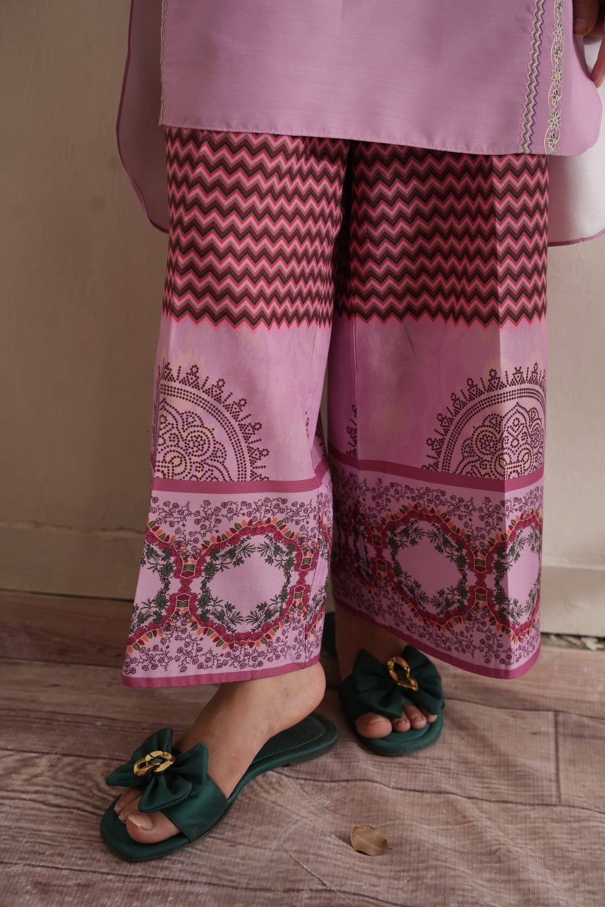 Blush Feathers Embroidered Dull Raw Silk Co-ord Set – view 6