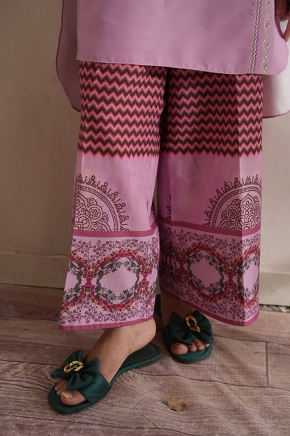 Blush Feathers Embroidered Dull Raw Silk Co-ord Set – view 6