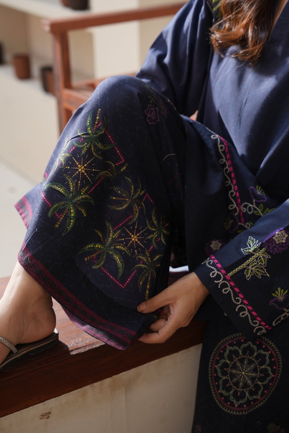 Sapphire Muse Embroidered Dull Raw Silk Co-ord Set – view 6