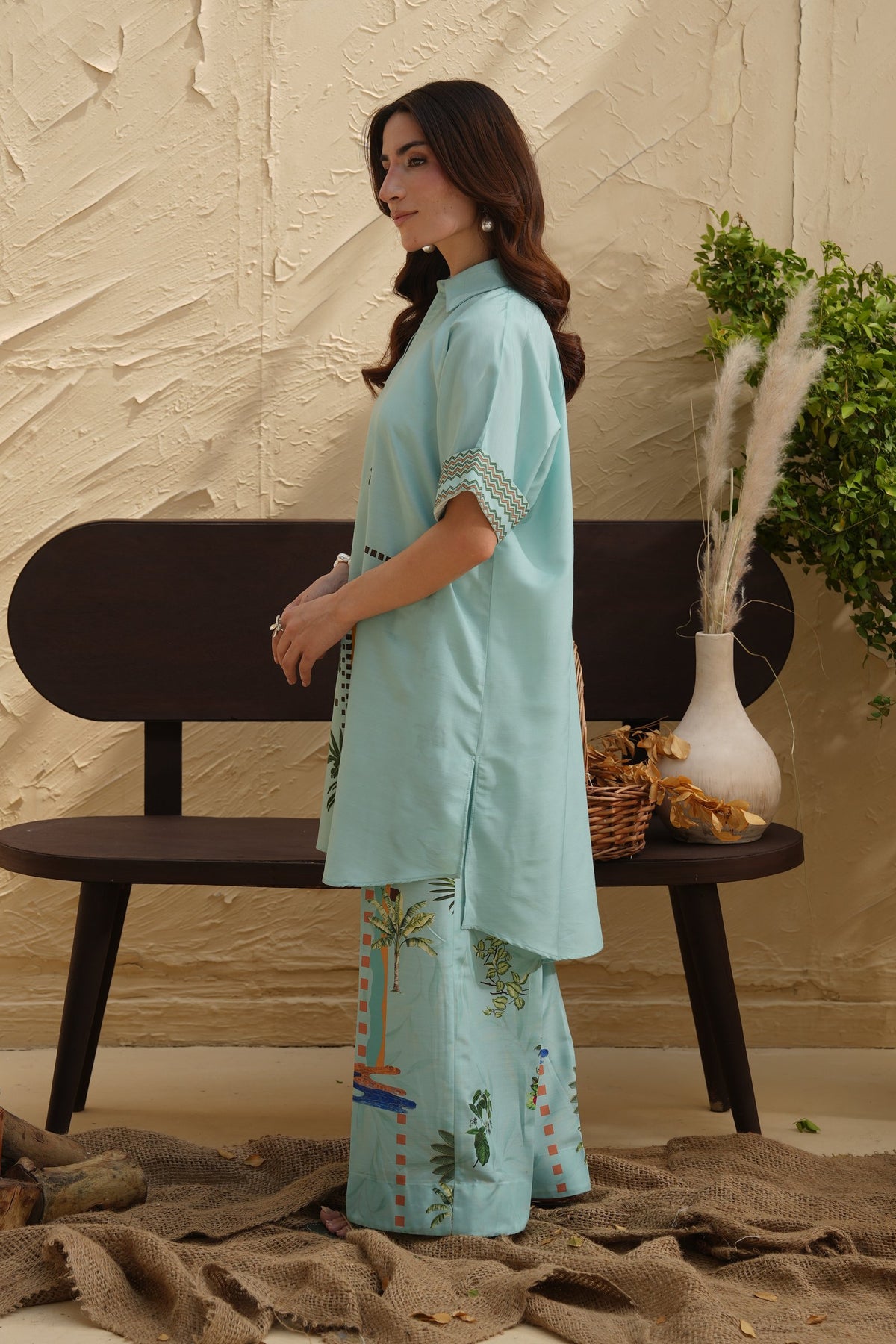 Frozen Flight Printed Dull Raw Silk Co-ord Set – view 2