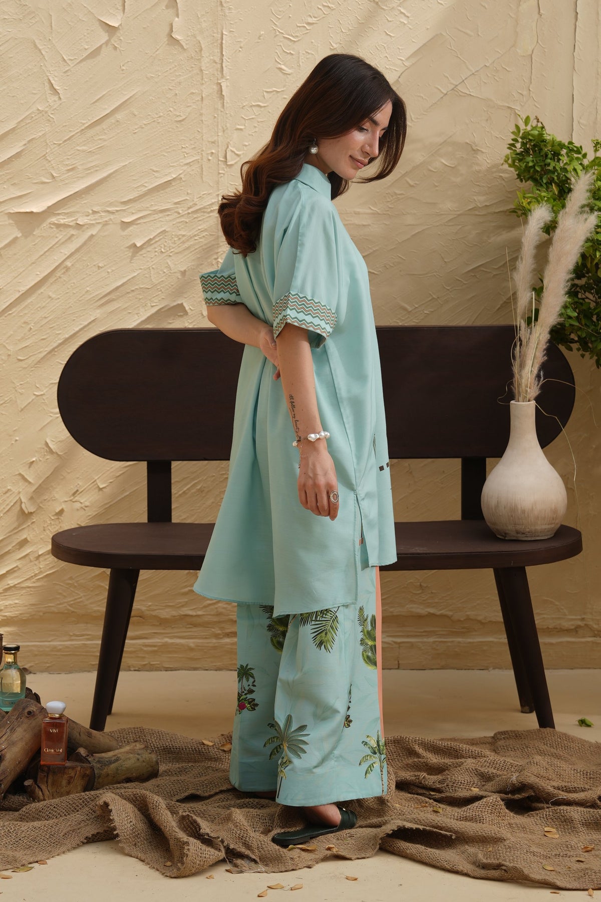 Frozen Flight Printed Dull Raw Silk Co-ord Set – view 3