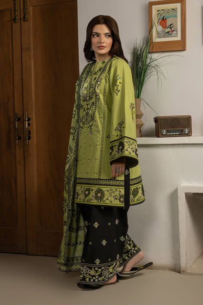 Parrot Green Embroidered Cambric Cotton Suit – view 2