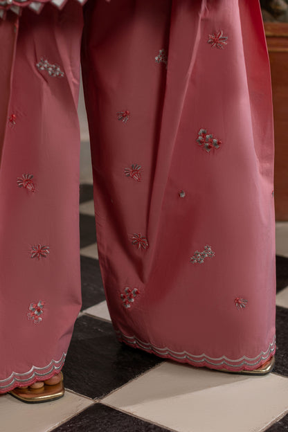 Crepe Pink Embroidered Cambric Cotton Suit – view 4