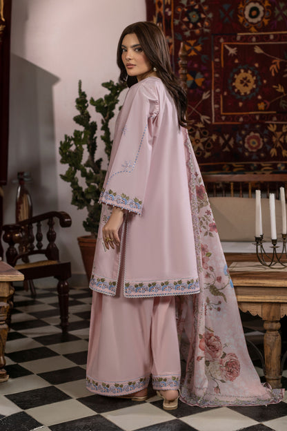 Baby Pink Embroidered Cambric Cotton Suit – view 2