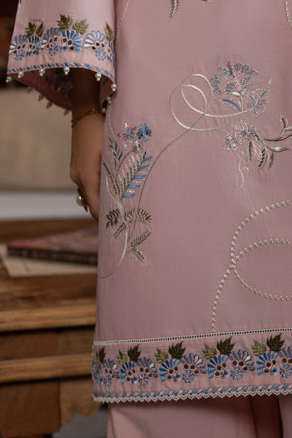 Baby Pink Embroidered Cambric Cotton Suit – view 3