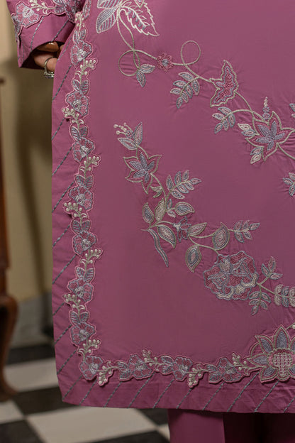 Candy Pink Embroidered Cambric Cotton Suit – view 3