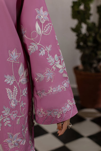 Candy Pink Embroidered Cambric Cotton Suit – view 4