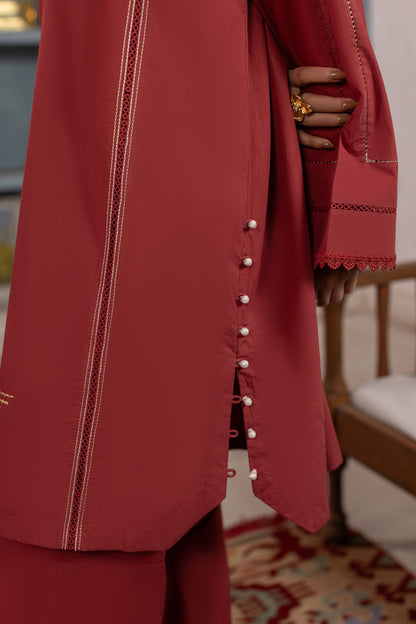 Garnet Embroidered Cambric Cotton Suit – view 4