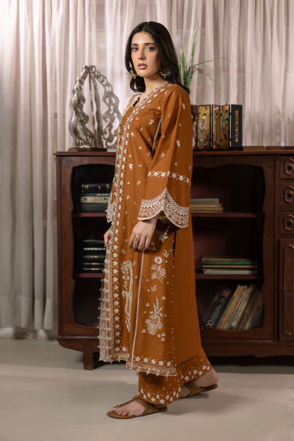 Sepia Embroidered Cambric Cotton Suit – view 1