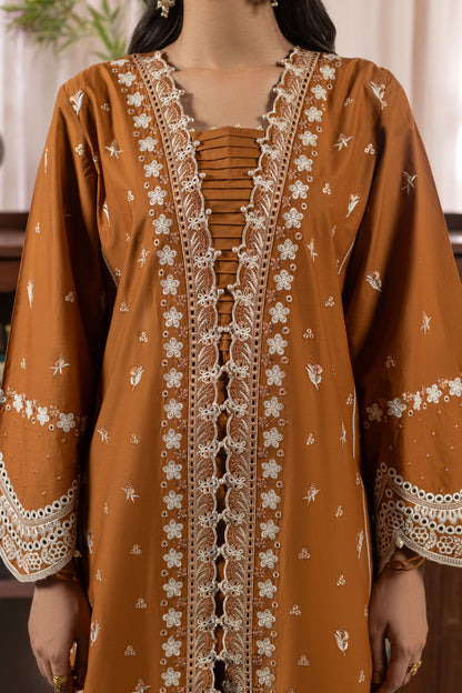 Sepia Embroidered Cambric Cotton Suit – view 5