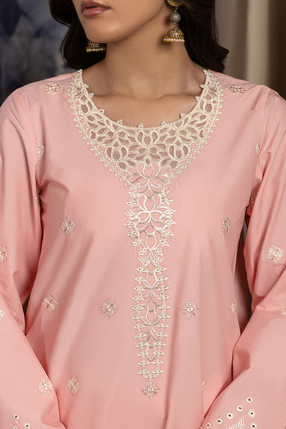 Peach Pink Embroidered Cambric Cotton Suit – view 5