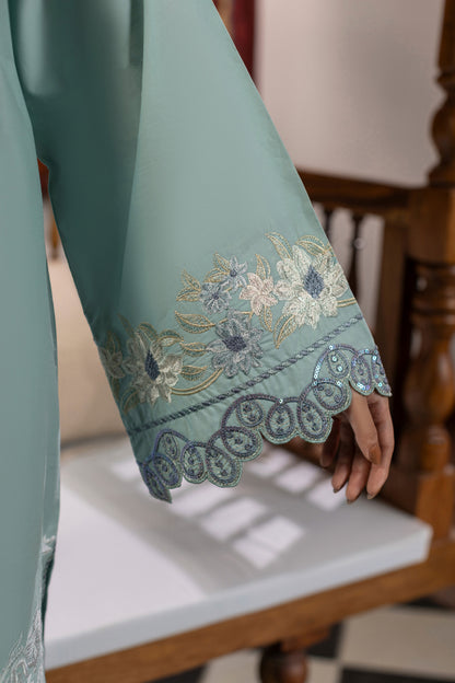 Aqua Embroidered Cambric Cotton Suit – view 4