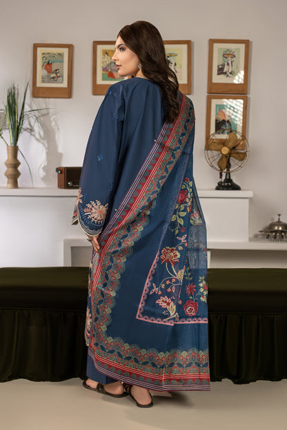 Deep Blue Embroidered Cambric Cotton Suit – view 5