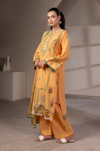 Honey Gold Embroidered Cotton Suit – view 1