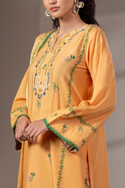 Honey Gold Embroidered Cotton Suit – view 3