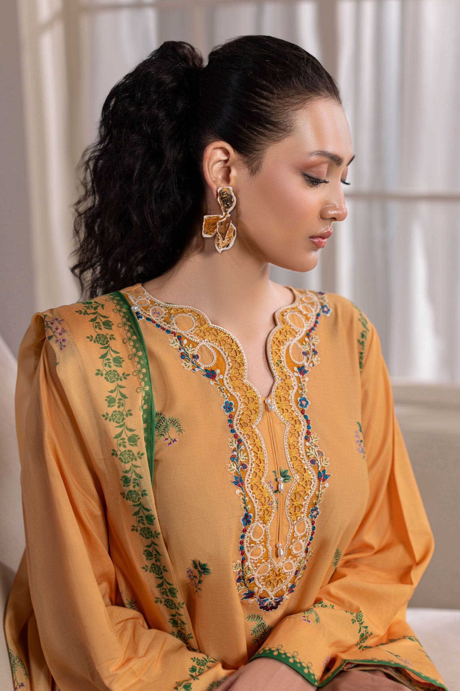 Honey Gold Embroidered Cotton Suit – view 4