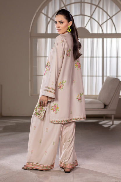 Cream White Printed Cotton Suit – view 2