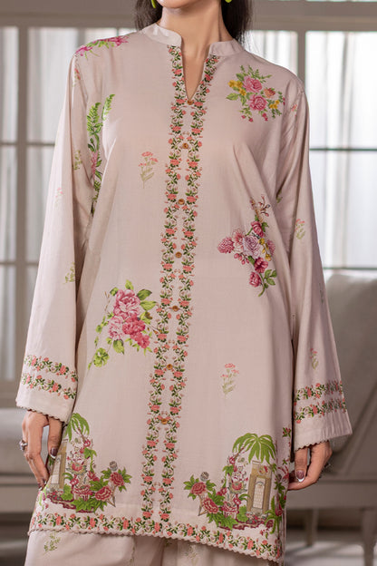 Cream White Printed Cotton Suit – view 3