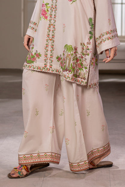 Cream White Printed Cotton Suit – view 4