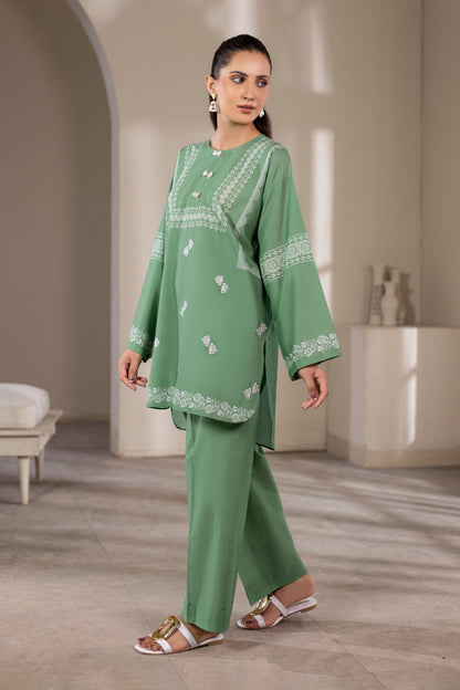 Matcha Green Embroidered Cotton Suit – view 1