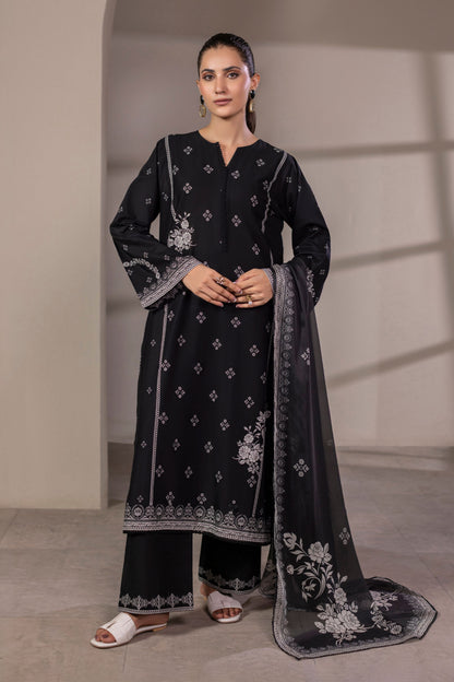 Black Embroidered Cotton Suit 01