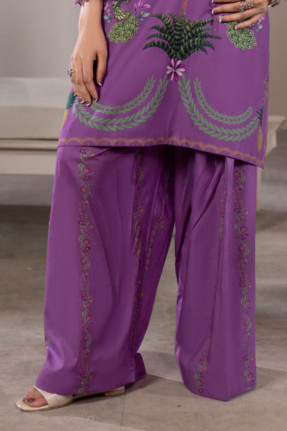 Royal Plum Embroidered Cotton Suit – view 4