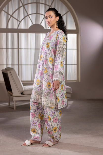 Ice Blue Embroidered Cotton Suit – view 1