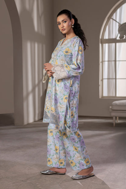 Cream White Embroidered Cotton Suit – view 1