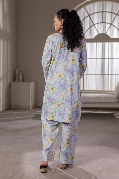 Cream White Embroidered Cotton Suit – view 2