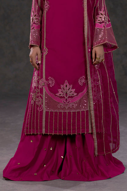 Fuchsia Embroidered Organza Suit – view 3