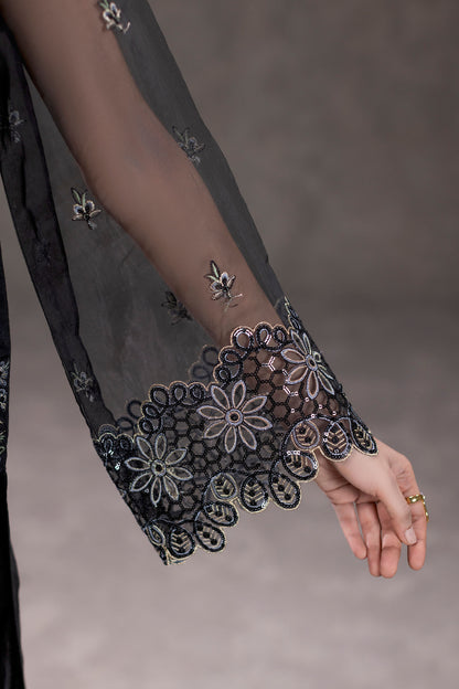 Black Embroidered Organza Suit – view 4