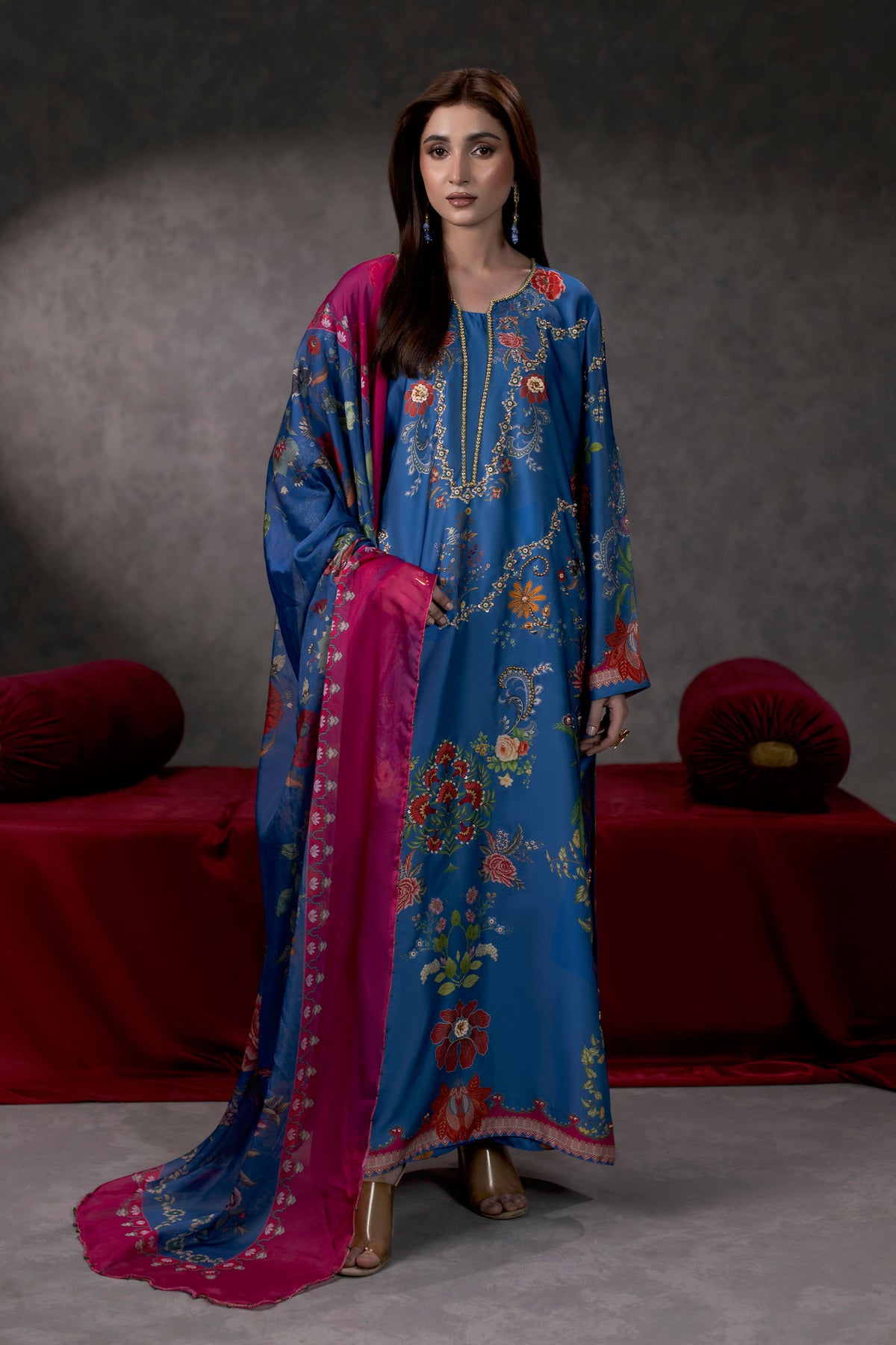 Midnight Florentine Shamoze Silk Suit