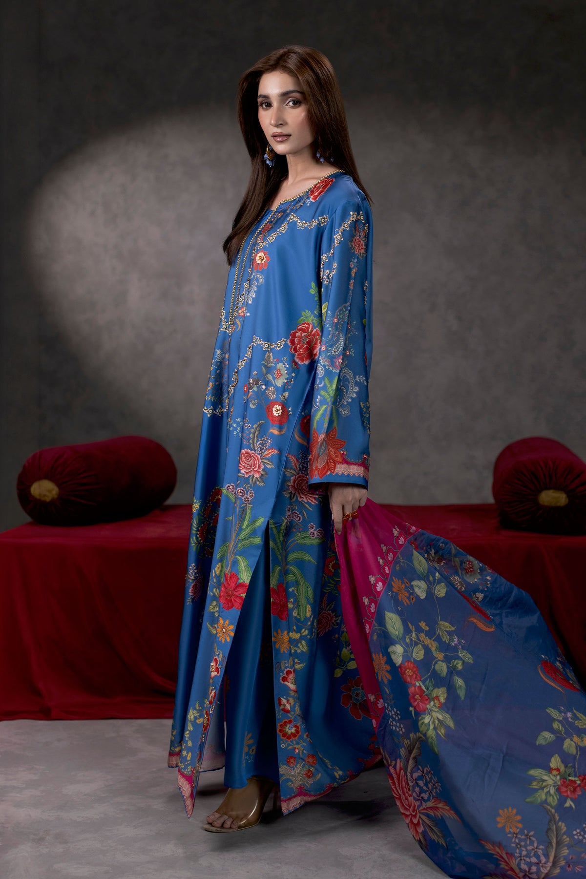 Midnight Florentine Shamoze Silk Suit – view 1