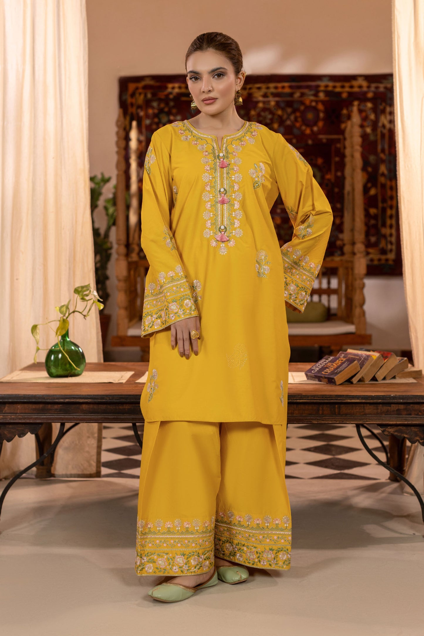 Sunlight Embroidered Cambric Cotton Suit