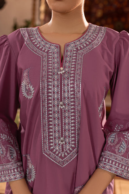 Raspberry Rose Embroidered Cambric Cotton Suit – view 5