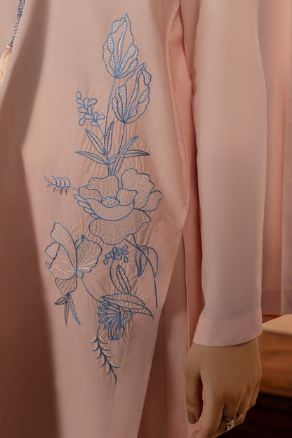 Peach Embroidered Cambric Cotton Suit – view 5