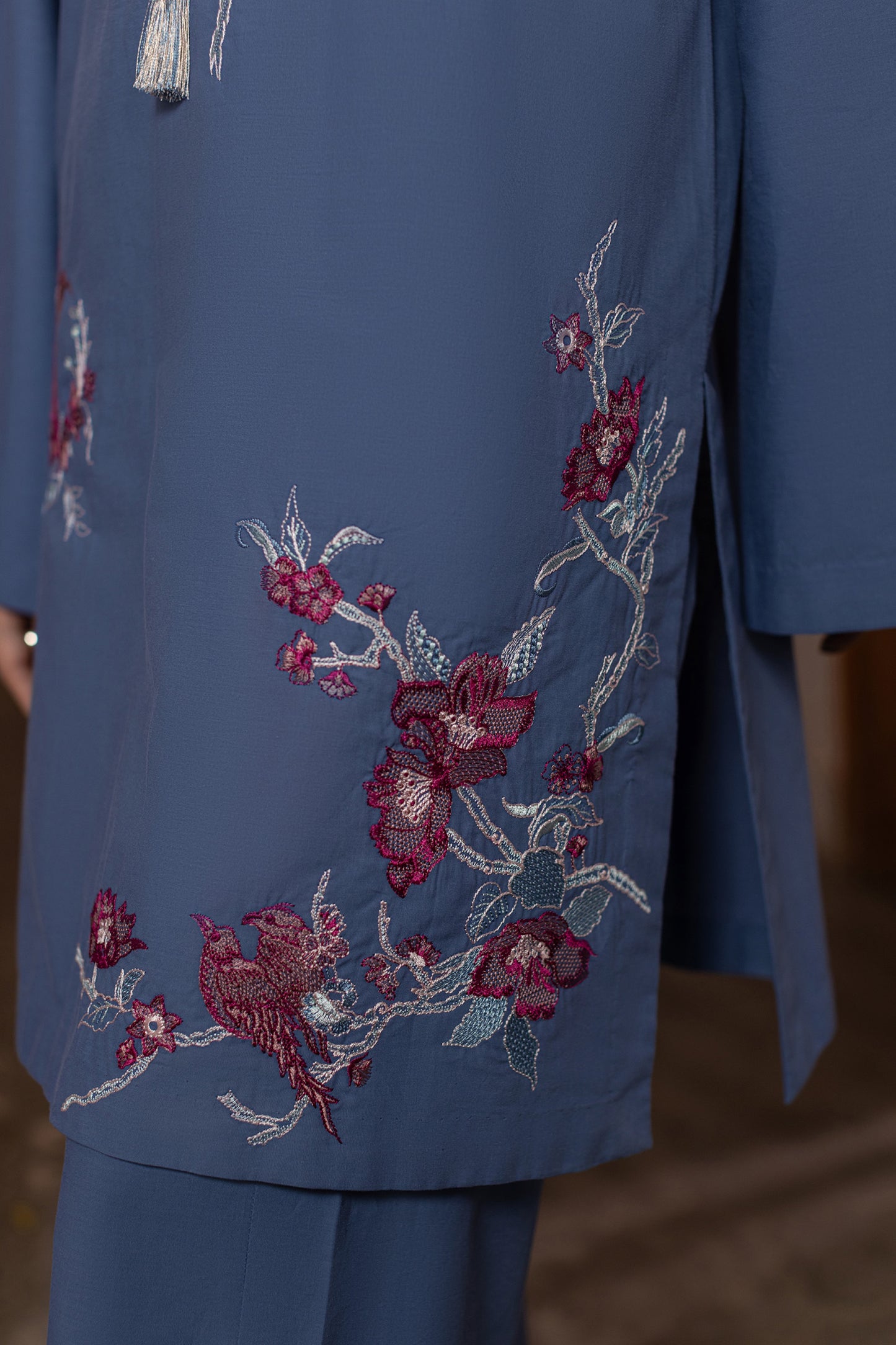 Powder Blue Embroidered Cambric Cotton Suit – view 3