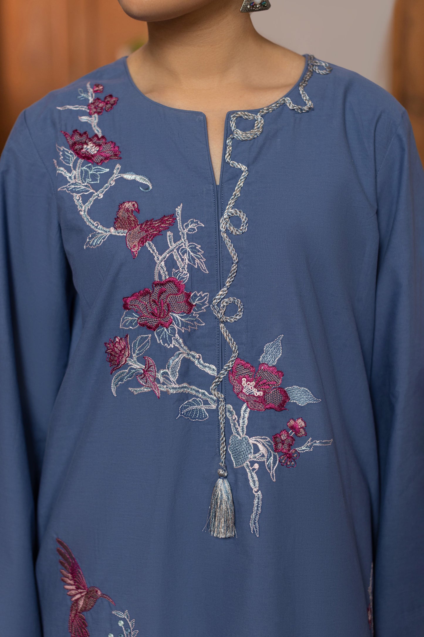 Powder Blue Embroidered Cambric Cotton Suit – view 4